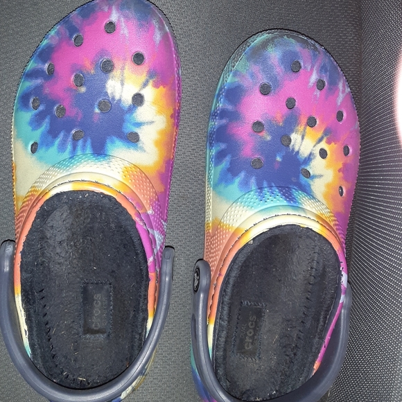 CROCS Shoes - Crocs Classic Tie Dye Lined Size 8 Ladies Clog Slipper Classic Lined Clog 206341